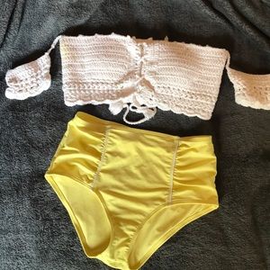 AERIE YELLOW HIGH WAISTED BOTTOMS